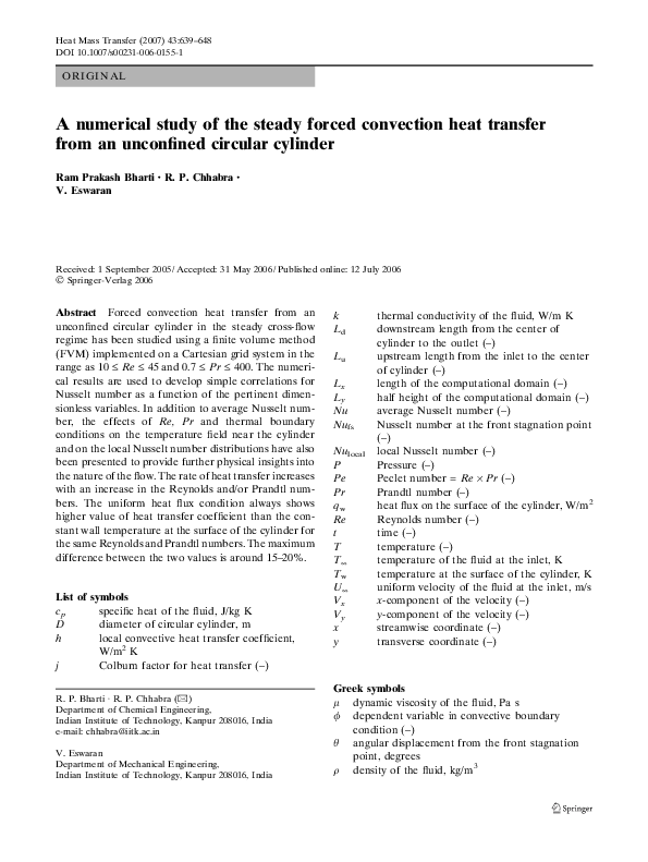 (PDF) A numerical study of the steady forced convection heat transfer ...