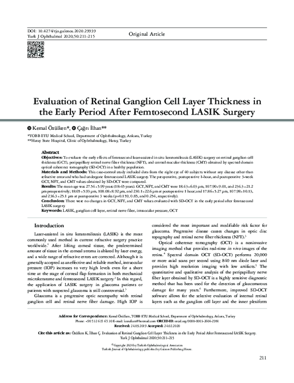 (PDF) Evaluation of Retinal Ganglion Cell Layer Thickness in the Early ...