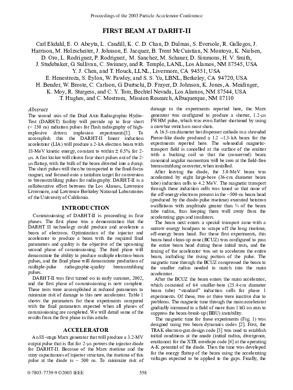 (PDF) First beam at DARHT-II