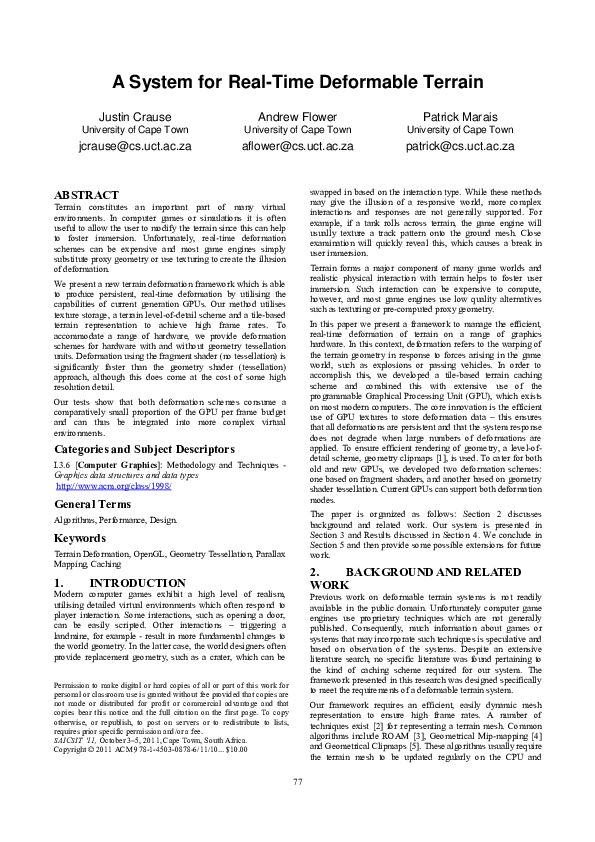 (PDF) A system for real-time deformable terrain