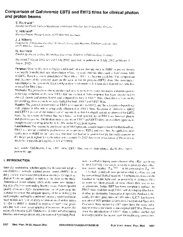 (PDF) Comparison of Gafchromic EBT2 and EBT3 films for clinical photon ...