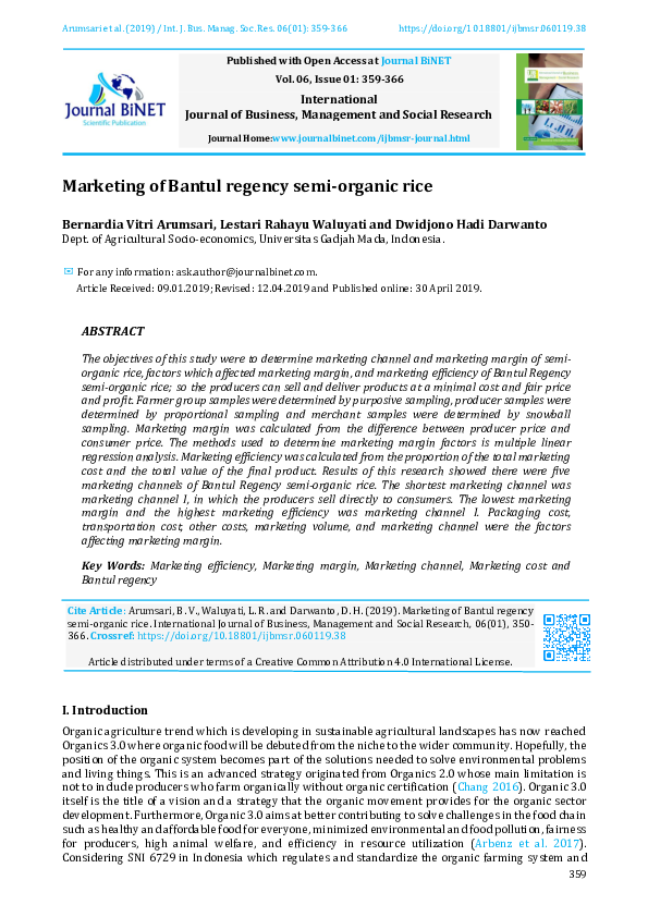 (PDF) Marketing of Bantul regency semi-organic rice
