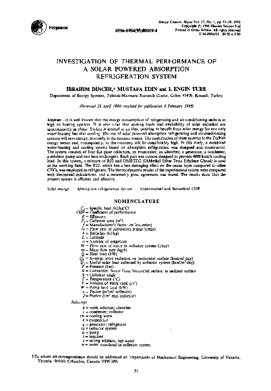(PDF) Investigation of thermal performance of a solar powered ...