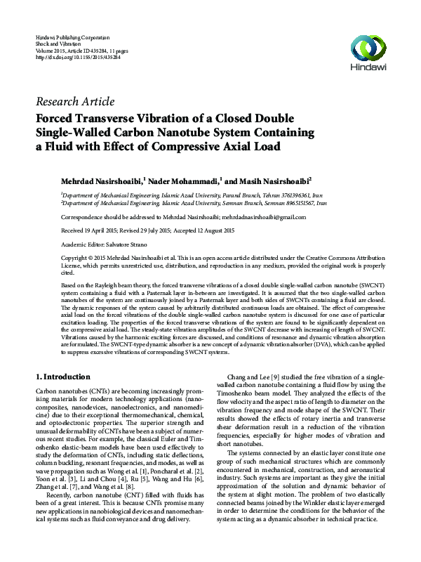 (PDF) Forced Transverse Vibration of a Closed Double Single-Walled ...