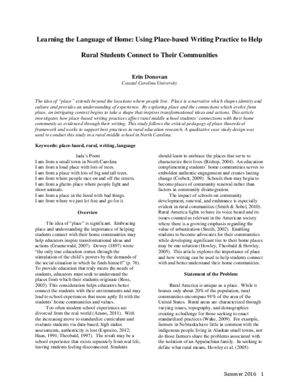 (PDF) Learning the Language of Home: Using Place-based Writing Practice ...