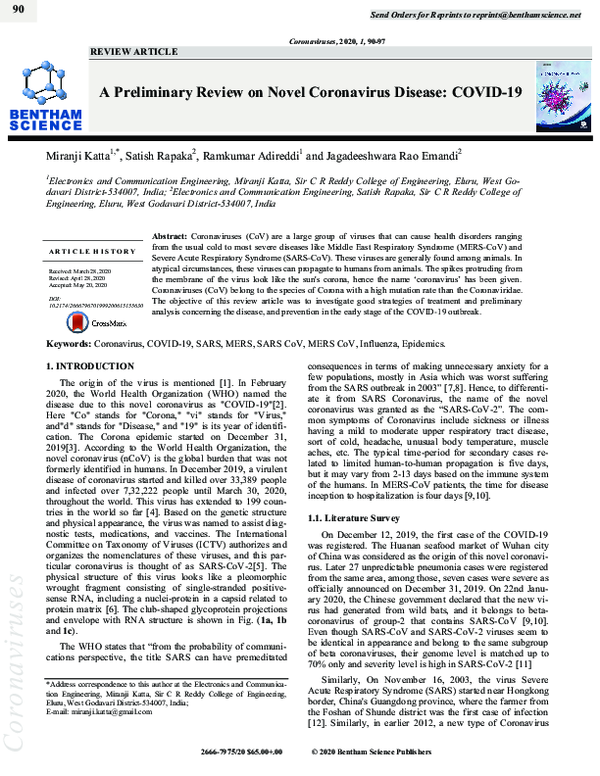 (PDF) A Preliminary Review on Novel Coronavirus Disease: COVID-19