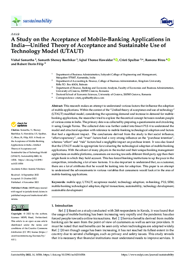 (PDF) A Study on the Acceptance of Mobile-Banking Applications in India ...