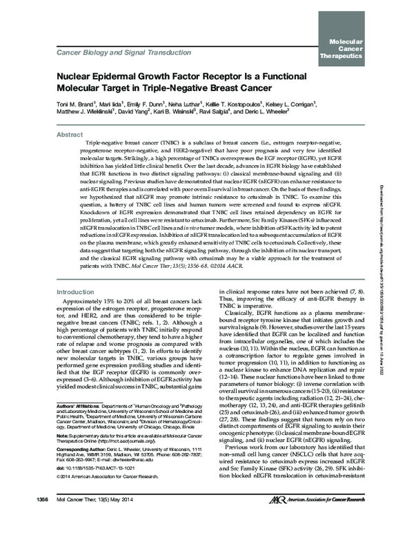 (PDF) Nuclear Epidermal Growth Factor Receptor Is a Functional ...