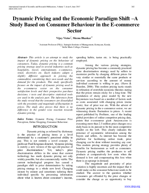 (PDF) Dynamic Pricing and the Economic Paradigm Shift – A Study Based ...