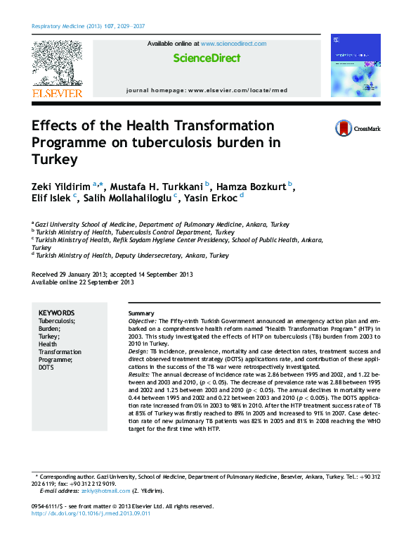 (PDF) Effects of the Health Transformation Programme on tuberculosis ...