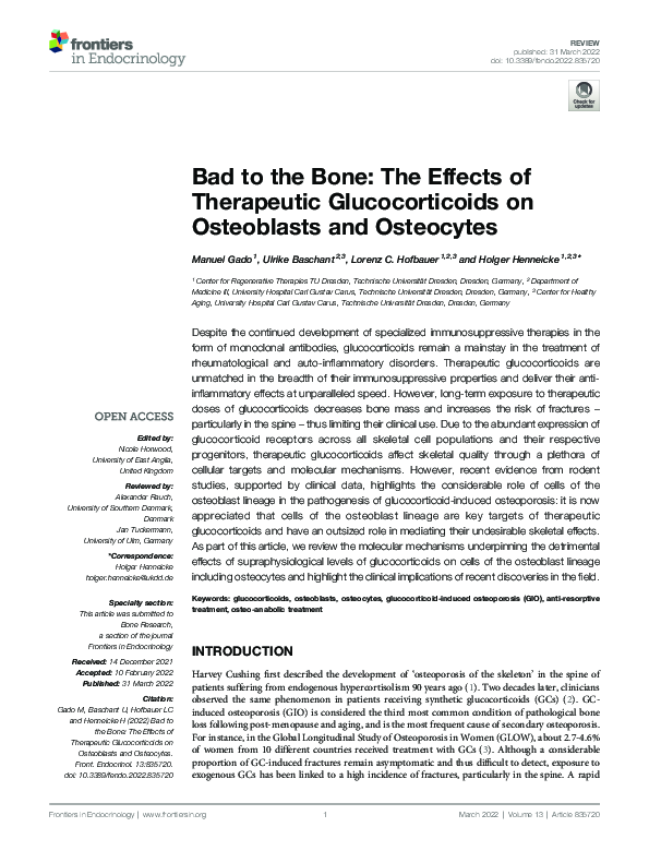 (PDF) Bad to the Bone: The Effects of Therapeutic Glucocorticoids on ...
