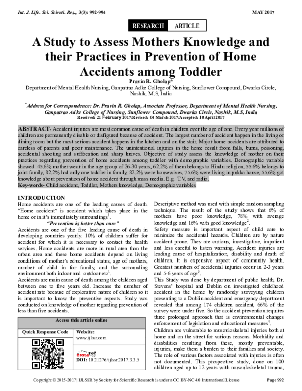 (PDF) A Study to Assess Mothers Knowledge and their Practices in ...