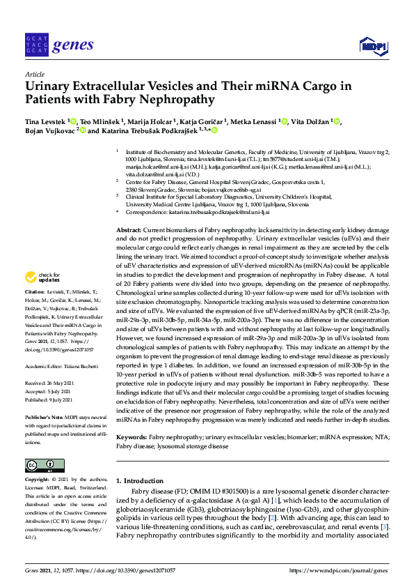 (PDF) Urinary Extracellular Vesicles and Their miRNA Cargo in Patients ...