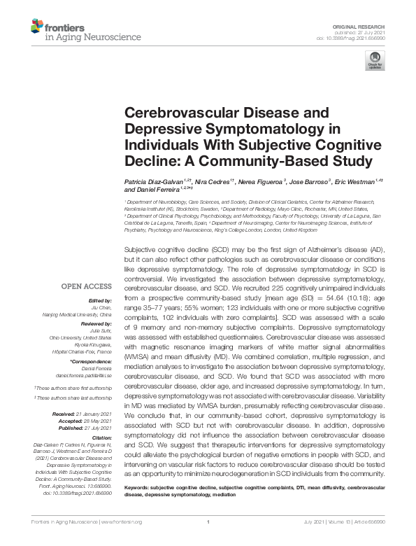 (PDF) Cerebrovascular Disease and Depressive Symptomatology in ...