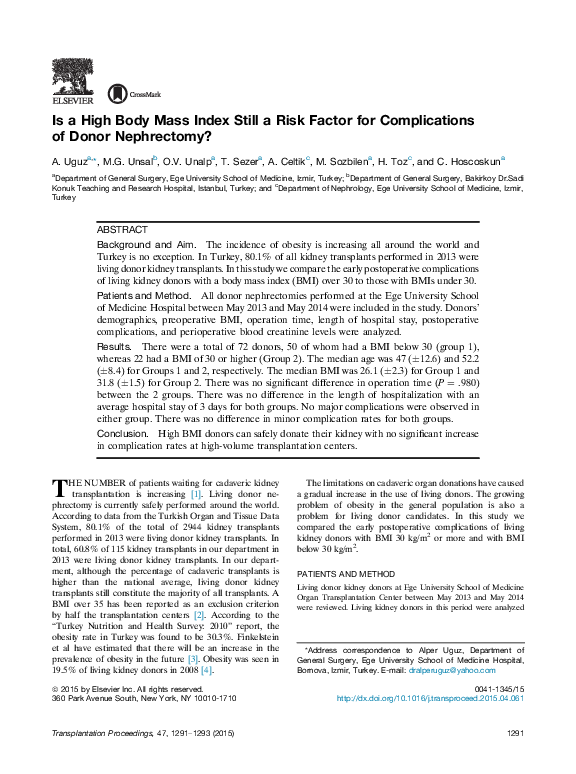 (PDF) Is a High Body Mass Index Still a Risk Factor for Complications ...