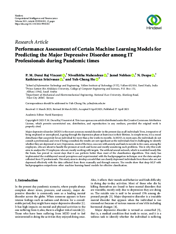 (PDF) Performance Assessment of Certain Machine Learning Models for ...