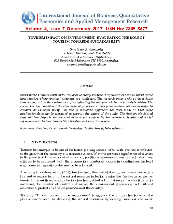 (PDF) Tourism Impact on Environment-Evaluating the Role of Tourism ...