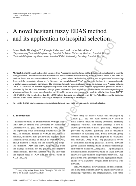 (PDF) A novel hesitant fuzzy EDAS method and its application to ...