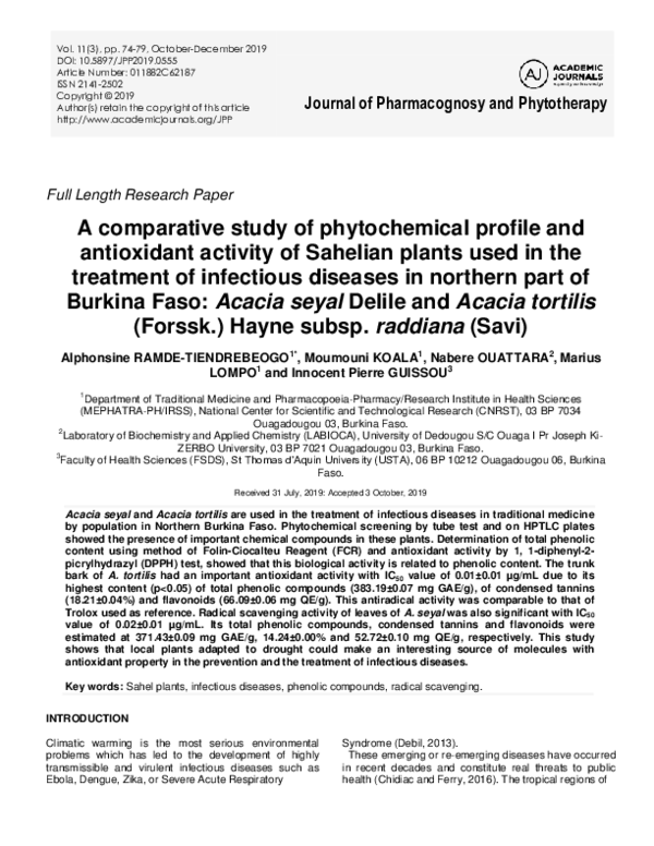 (PDF) A comparative study of phytochemical profile and antioxidant ...