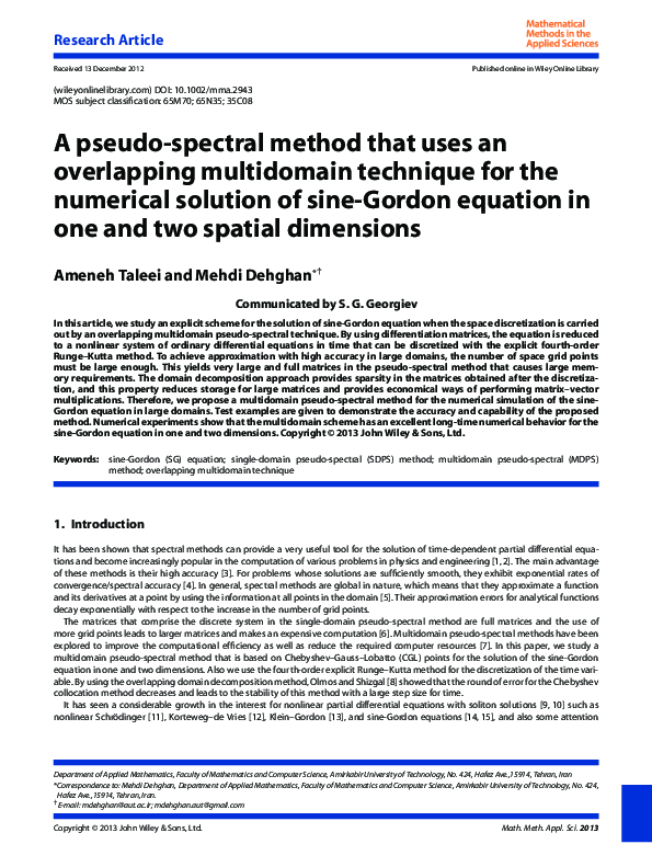 (PDF) A pseudo-spectral method that uses an overlapping multidomain ...