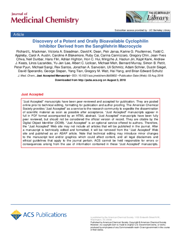 (PDF) Discovery of a Potent and Orally Bioavailable Cyclophilin ...