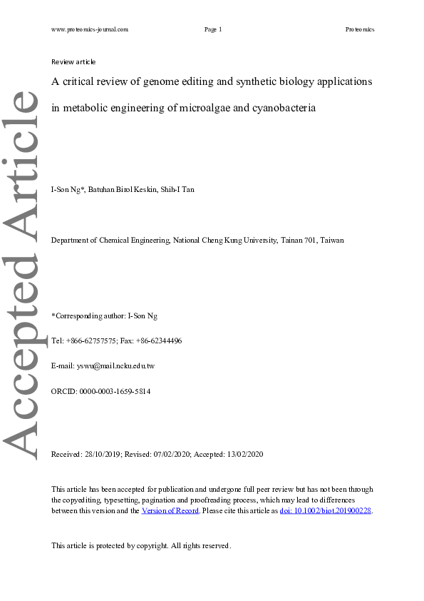 (PDF) A Critical Review of Genome Editing and Synthetic Biology ...