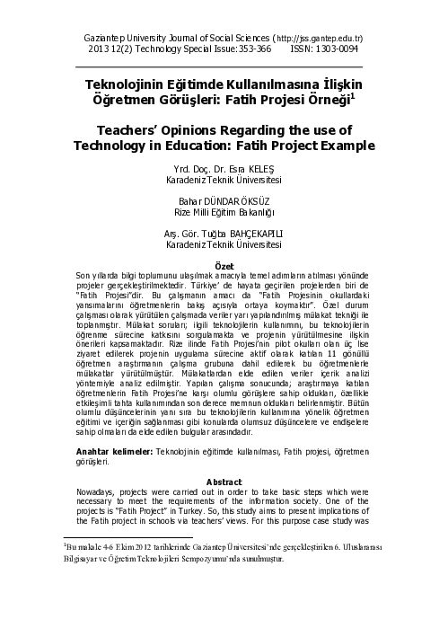 (PDF) Teachers' Opinions Regarding the use of Technology in Education ...