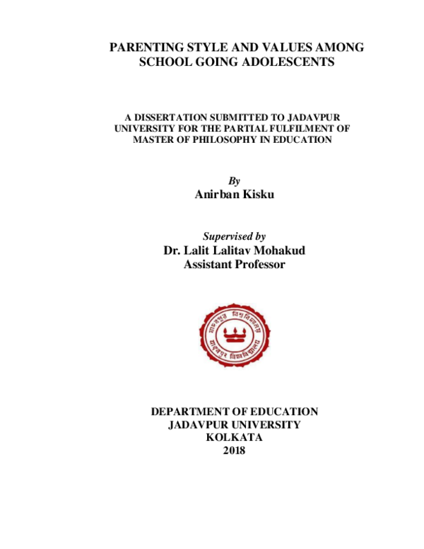(PDF) Parenting style and values among school going adolescents