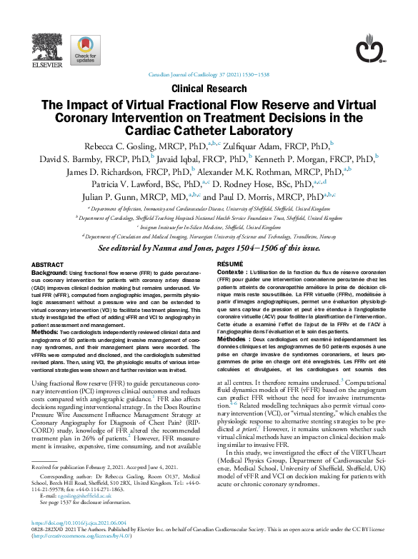 (PDF) The Impact of Virtual Fractional Flow Reserve and Virtual ...