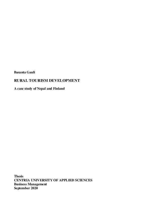 (PDF) Rural tourism Development : A case study of Nepal and Finland