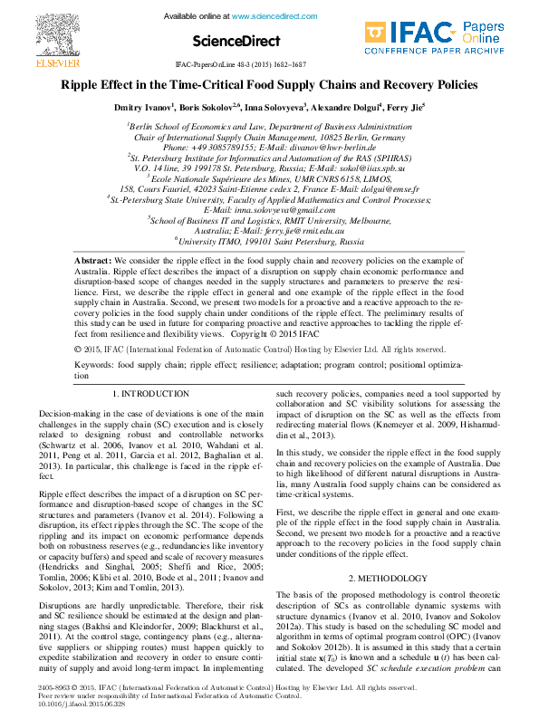 (PDF) Ripple Effect in the Time-Critical Food Supply Chains and ...