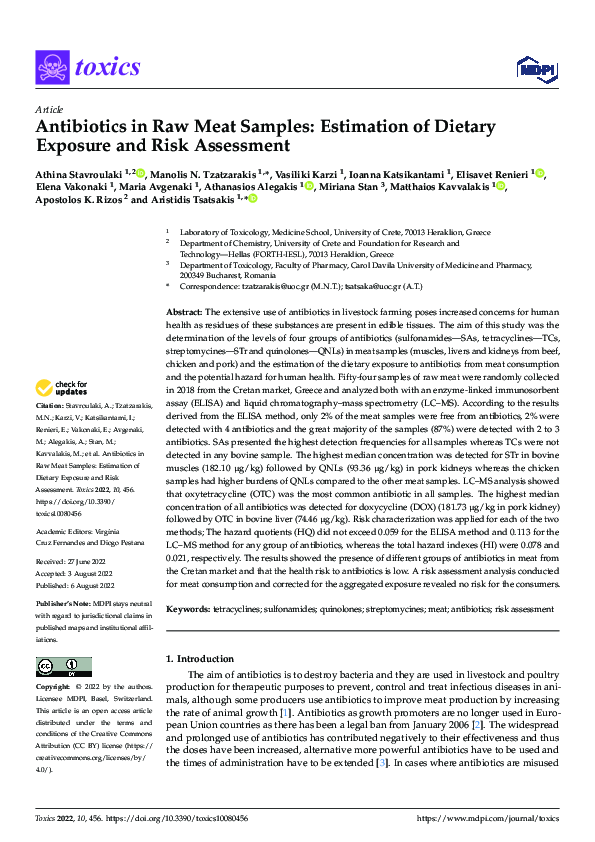 (PDF) Antibiotics in Raw Meat Samples: Estimation of Dietary Exposure ...