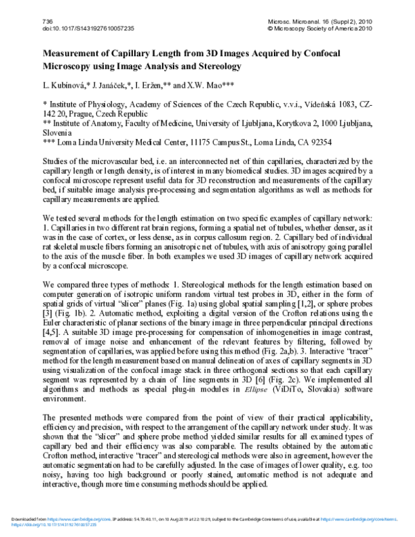 (PDF) Measurement of Capillary Length from 3D Images Acquired by ...