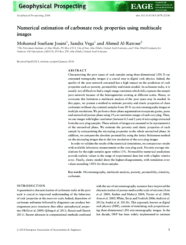 (PDF) Numerical estimation of carbonate rock properties using ...