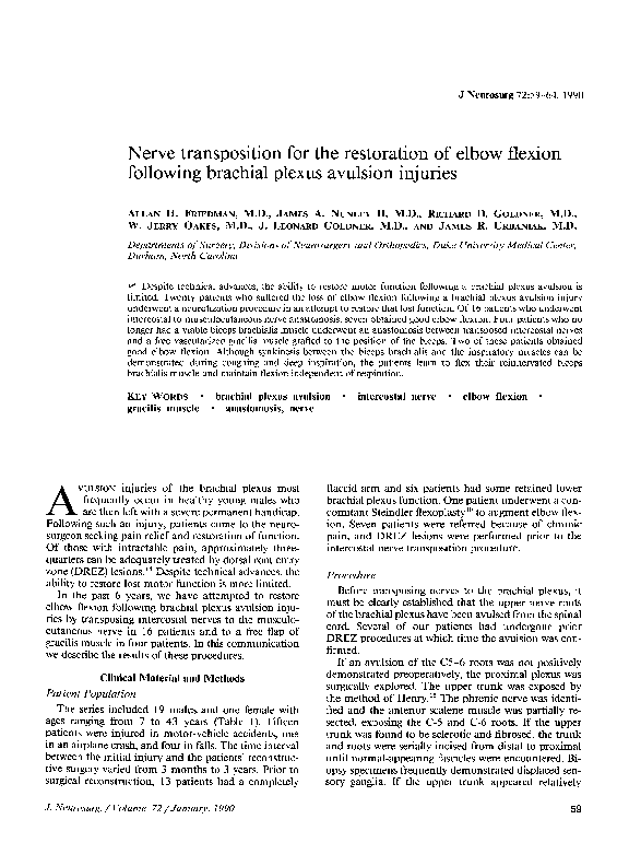 (PDF) Nerve transposition for the restoration of elbow flexion ...