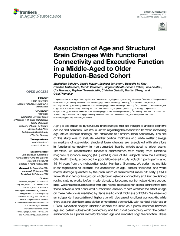(PDF) Association of Age and Structural Brain Changes With Functional ...