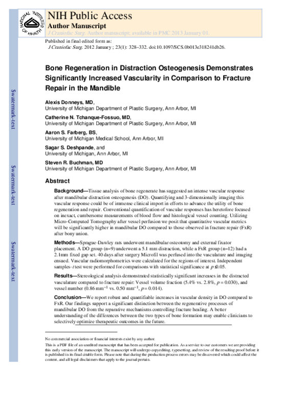 (PDF) Bone Regeneration in Distraction Osteogenesis Demonstrates ...