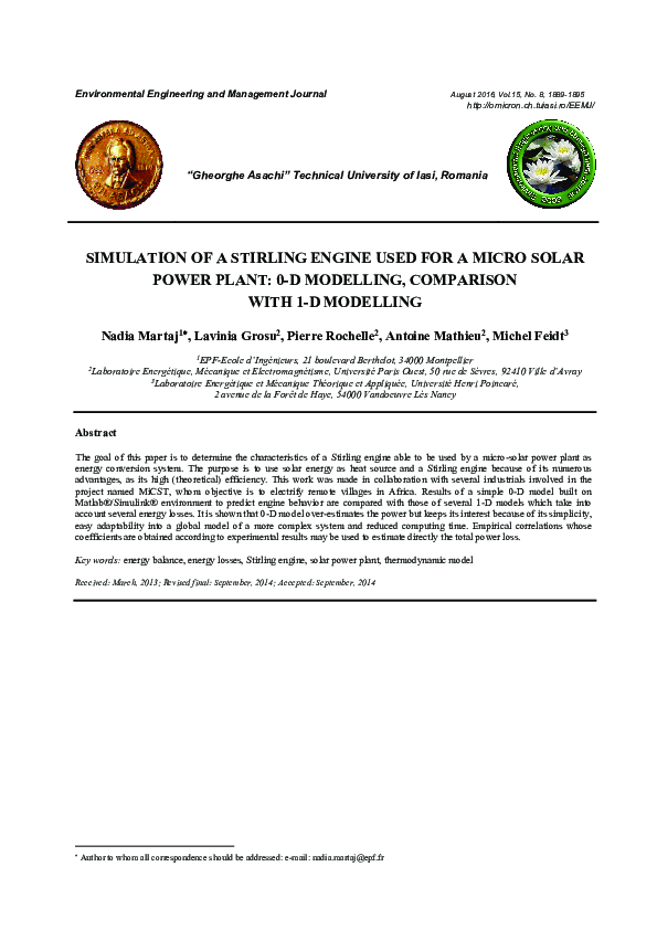 (PDF) Simulation of a Stirling Engine Used for a Micro Solar Power ...