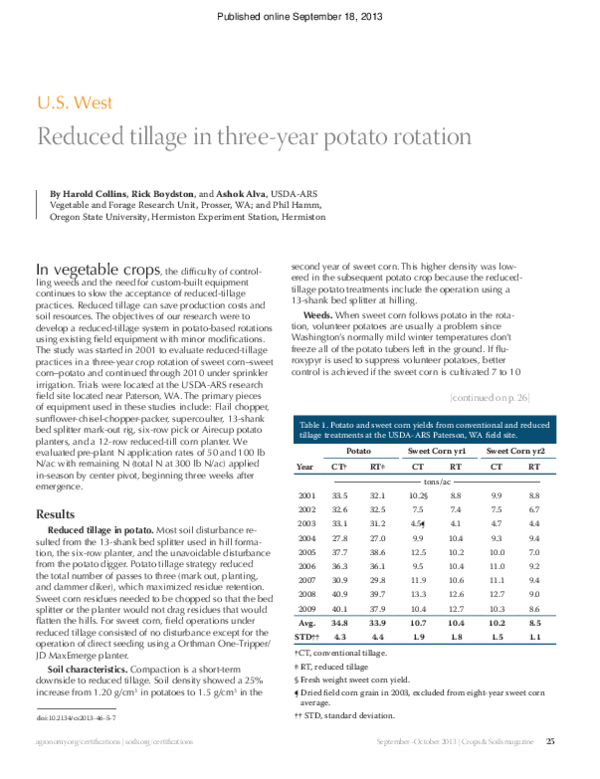 (PDF) U.S. West: Reduced tillage in three-year potato rotation