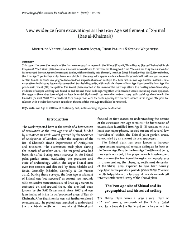 (PDF) New evidence from excavations at the Iron Age settlement of ...