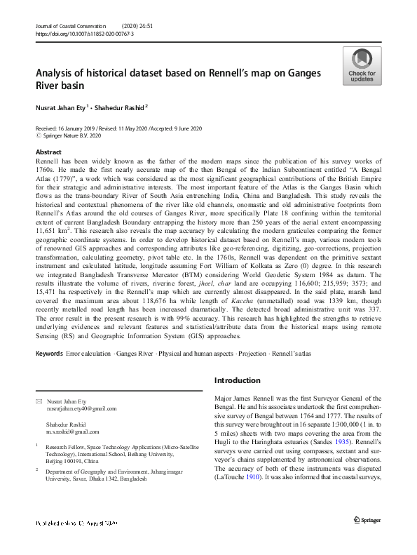 (PDF) Analysis of historical dataset based on Rennell’s map on Ganges ...