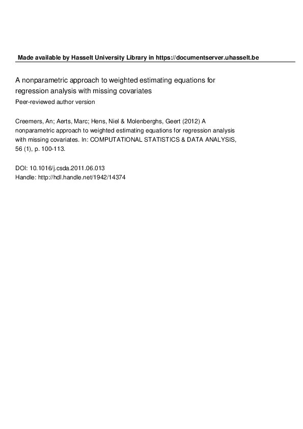 (PDF) A nonparametric approach to weighted estimating equations for ...