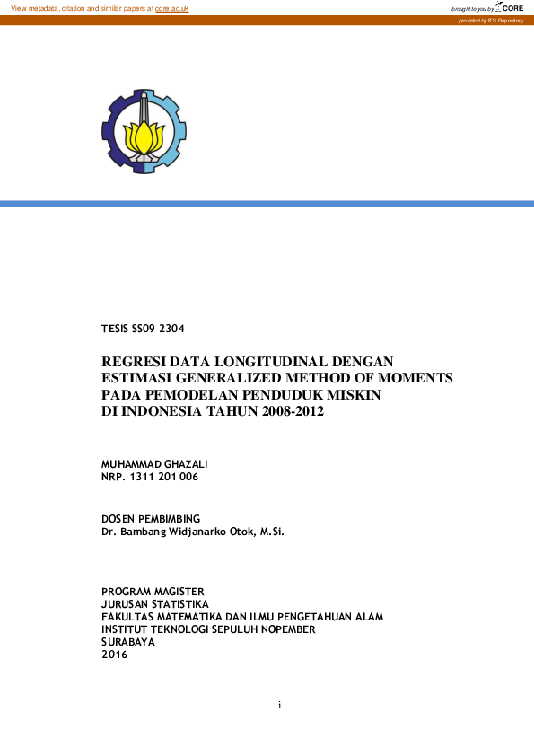 (PDF) Regresi Data Longitudinal Dengan Estimasi Generalized Method Of ...