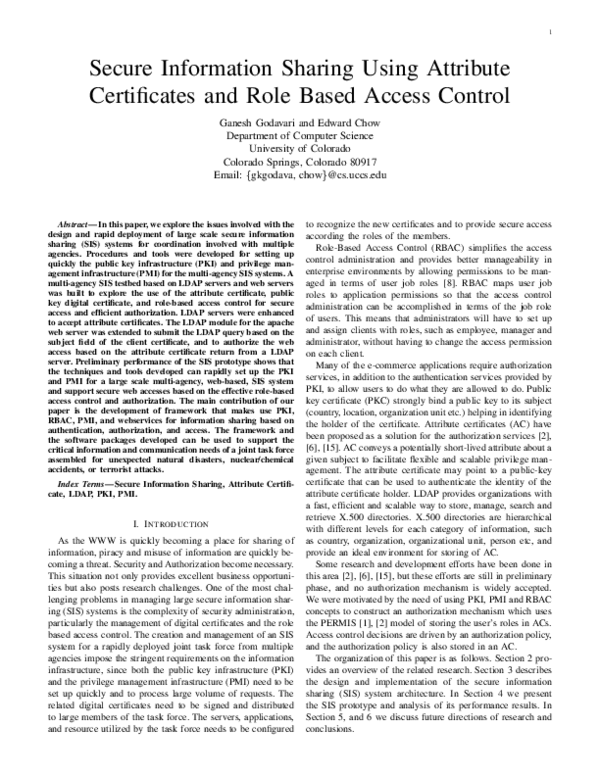(PDF) Secure Information Sharing Using Attribute Certificates and Role ...