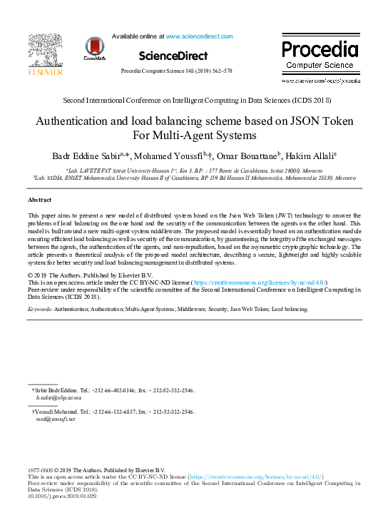 (PDF) Authentication and load balancing scheme based on JSON Token For ...