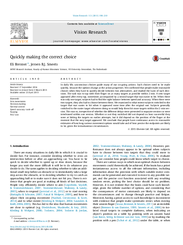 (PDF) Quickly making the correct choice