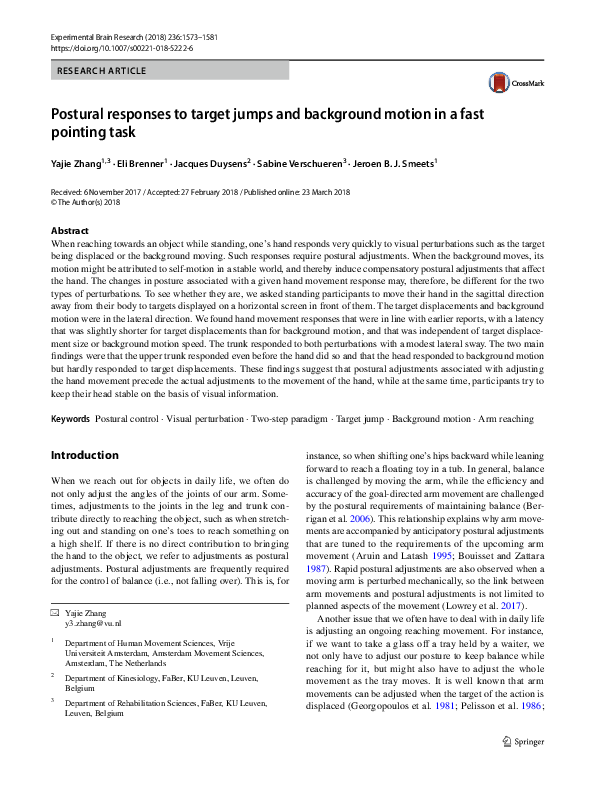 (PDF) Postural responses to target jumps and background motion in a ...