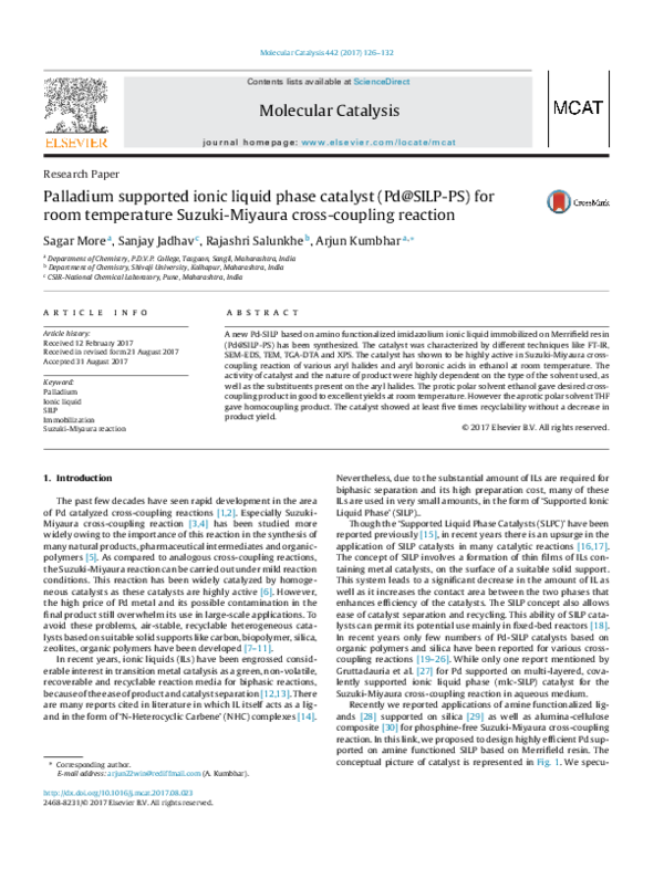 (PDF) Palladium supported ionic liquid phase catalyst (Pd@SILP-PS) for ...