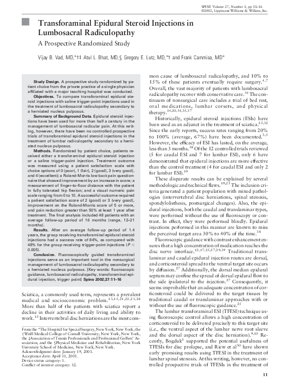 (PDF) Transforaminal Epidural Steroid Injections in Lumbosacral ...