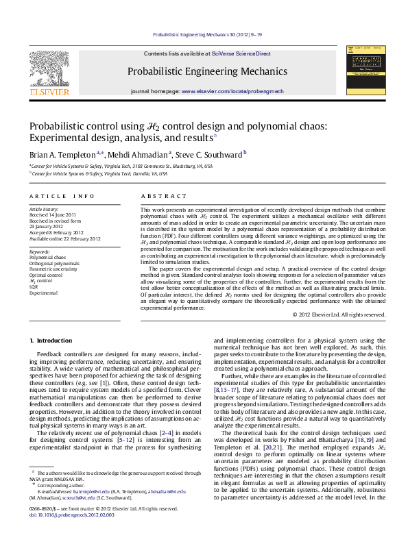 (PDF) Probabilistic control using H2 control design and polynomial ...